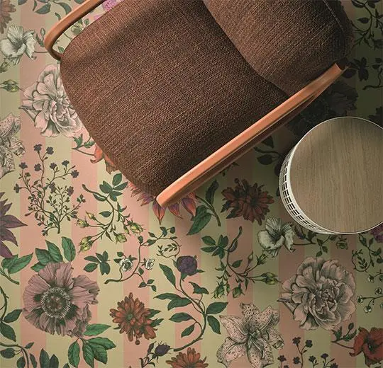 heterojen vinil floral – 270011E Dahlia stripe ecru pink