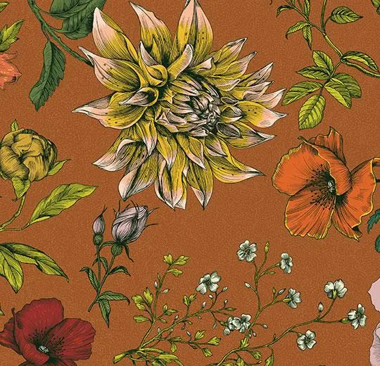 heterojen vinil floral – 270009E Dahlia bouquet XL terra