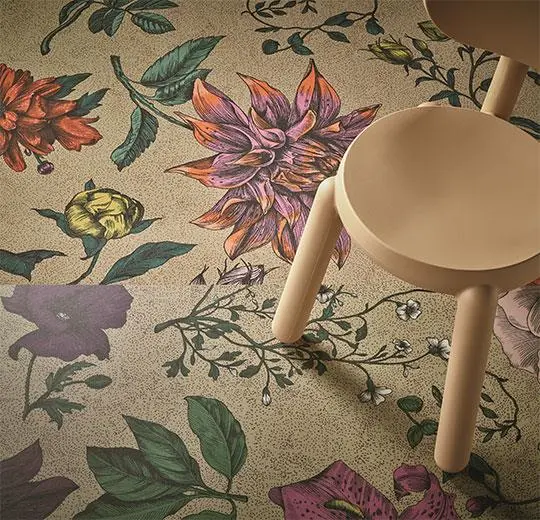 heterojen vinil floral – 270001E Dahlia bouquet XL ecru
