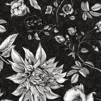 heterojen vinil floral – 270004E Dahlia bouquet XL black