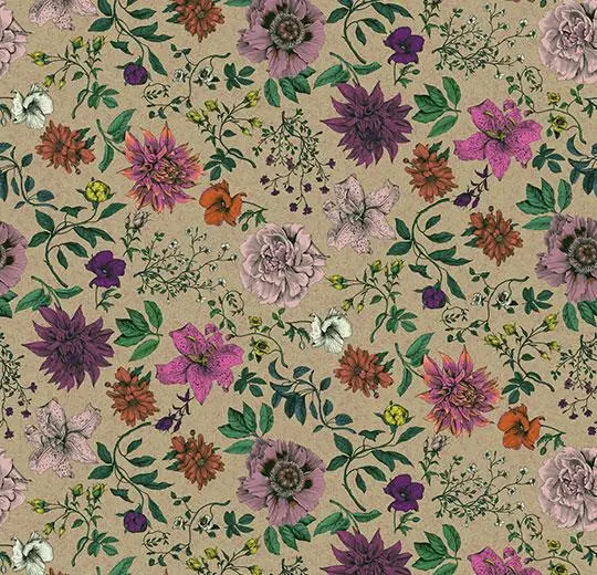 heterojen vinil floral – 270002E Dahlia bouquet XS ecru