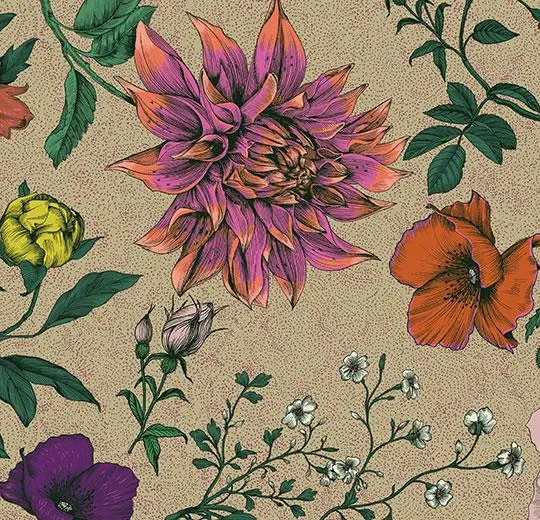 heterojen vinil floral – 270001E Dahlia bouquet XL ecru